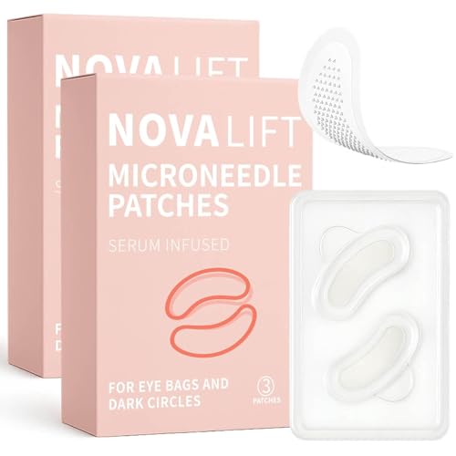 NOVALIFT Kunnozz Micro Eye Patches Under Eye Patch for Puffy Eyes and Dark Circles Smile Line Patches Forehead Hydrating Anti-Wrinkle Masks for Women 2 Boxes (3 Pairs Each)