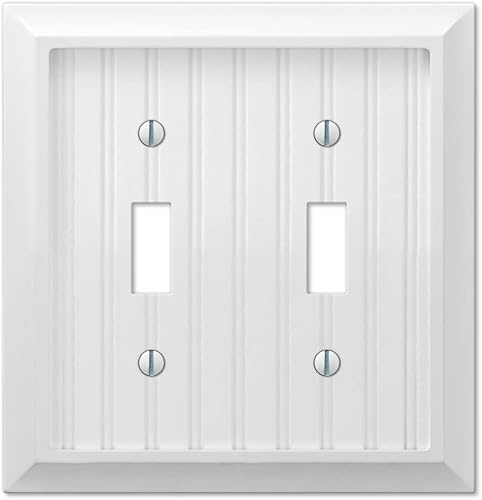 Amerelle 279TTW - Placa de pared estilo cabaña, 2 palancas, madera compuesta, blanco, paquete de 1