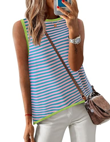 Image of Zeagoo Womens Sleeveless Sweater Vest Crewneck Knit Loose Sweater Tank Tops Lightweight Shirts Blouses 2026