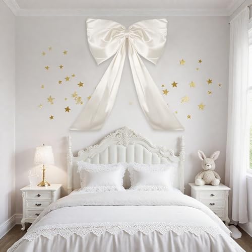24 x 36 Inches Big White Bow Decor,Coquette Room Decor,Giant Bow Room Wall Decorations,Birthday Party Backdrop Wall Wedding Decorations(White)