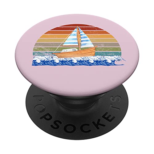 Sea Captain Sail Boat Funny Dinghy Boat Sailing Sunset Women PopSockets Swappable PopGrip, Black