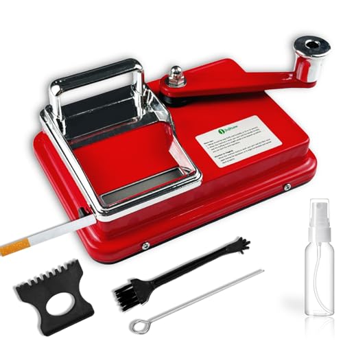 JIUJITSAW Máquina de liar cigarrillos, máquina de rellenar tabaco para cigarrillos Ø 8 mm, con accesorios, regalo para hombres (Rojo)