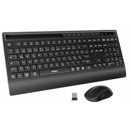 seenda COE201 Tastatur Maus Set Kabellos, Bluetooth Tastatur mit Maus Ergonomisch für...