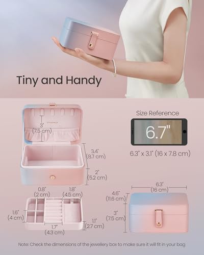 Image of SONGMICS Travel Jewelry Organizer, 2-Layer Portable Jewelry Box Case