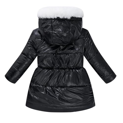 Kids Winter Fleece Sherpa Coats Girls Boys Warm Puffer Jackets Padded Fur Hooded Down Jacket with Pockets 4-12 Y3