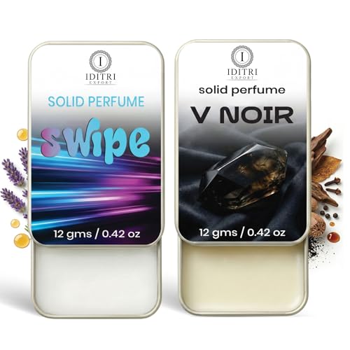 Image of Solid Perfume |V Noir&Swipe Alcohol Free Wax Perfume Balm, Long Lasting | Pocket Tin 12g, Pack Of 2| Non Greasy Smooth Glide, Travel Friendly Men And Women