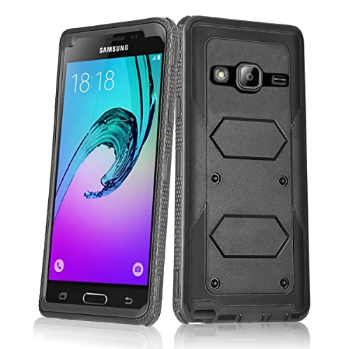Asuwish Phone Case for Samsung Galaxy J3 2016/J 3 V/J36V/Sky/Amp Prime Cover Hybrid Shockproof Full Body Protective Heavy Duty Cell Accessories Glaxay Sol J3V JV3 J36 6 J320V J320A 2015 Women Black