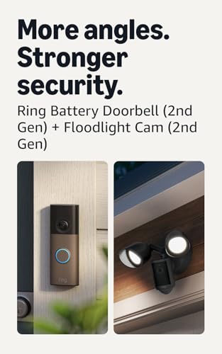 Image of Ring Battery Doorbell (newest model), Matte Mocha with Floodlight Cam, Wired (newest model), Black