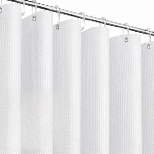 Image of HOMETHREADS Embrace Luxury with Our 6-Feet Long Premium Polyester Shower Curtain with 12 Hooks for a Lavish Bathroom Ambiance | Stylish, Splendid, and Perfectly Sized (Classic White, 180x200cm)
