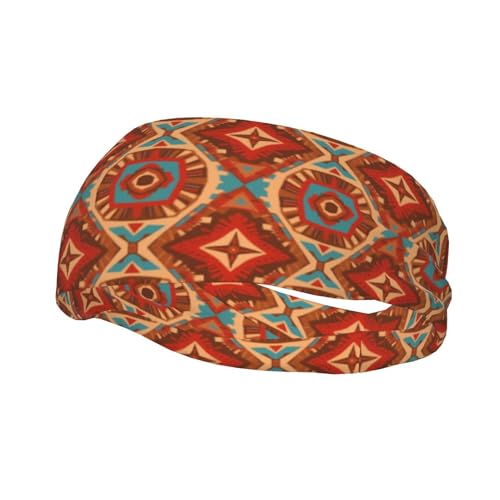 Boys Girls Sports Sweat Bands, Boho Style Long Head Band for Yoga Travel Spa, Cool Tribal Navajo Aztec Geometric Ethnic Pattern Headdress Hair Accessories