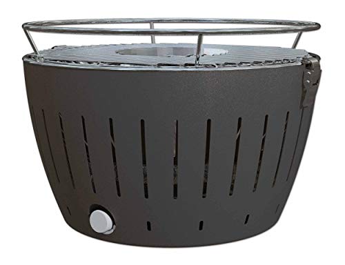 LotusGrill  Barbacoa de carbón Vegetal sin Humos  con Turbo Ventilador para calefacción rápida  Color Gris/Carbón