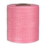 QUARKZMAN 210D 1mm Hilo Encerrado Plano 766 Yardas Poliéster Hilo Encerrado para Coser Cuero Cordón Encerrado para Costura de Cuero Encuadernación DIY Artesanía Rosa Claro