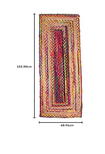 Image of Jute Braided Natural Hand Woven & Reversible Rug for Living Room Kitchen Entryway, Farmhouse Rustic Burlap Carpet Floor Mat (cottjuterect, 2X6-feet)