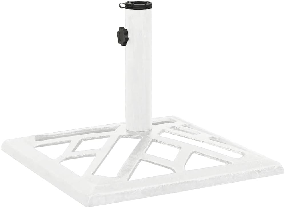 vidaXL Umbrella Base, Patio Umbrella Stand, Parasol Base, Weighted Base, Umbrella Holder for Outdoor Garden Deck Lawn, White Cast Iron