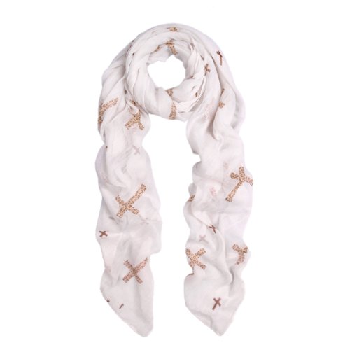 TrendsBlue Elegant Leopard Cross Animal Print Scarf