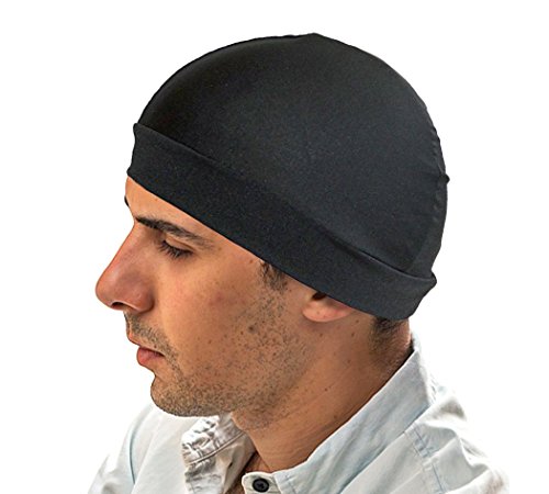 Black Dome hat - Spandex Wave Builder Du-rag Cap