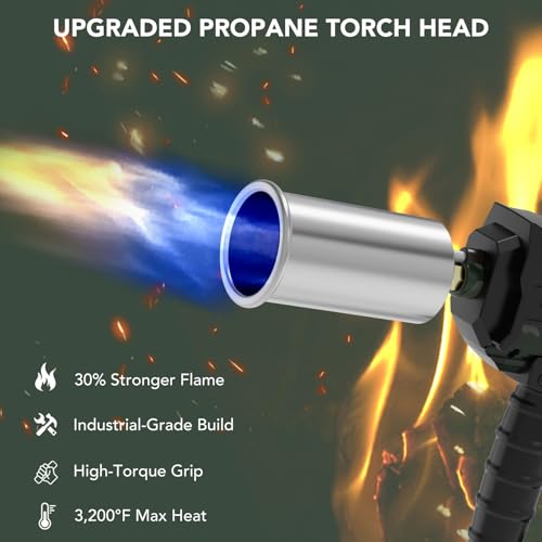 Image of Sondiko Powerful Cooking Propane Torch Gun, Adjustable Flame for Grilling | Culinary Torch Campfire Starter, Ergonomic Grip, Torch Burner for Searing Steak, BBQ & DIY, Propane Tank Not Included