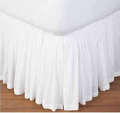 RAINBOWLINEN Stylish White Solid Egyptian Cotton Split Corner Gather Ruffle Bed Skirt 750 Thread Count King (78