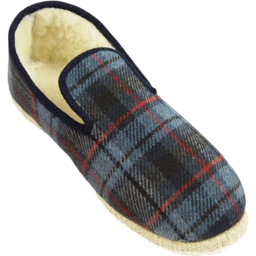 Charentaises traditionnelles FAMAS marine. Intérieur pure laine de mouton, semelles feutre de laine. (marine, Système Taille Chaussures EU, Adulte, Homme, Numérique,...