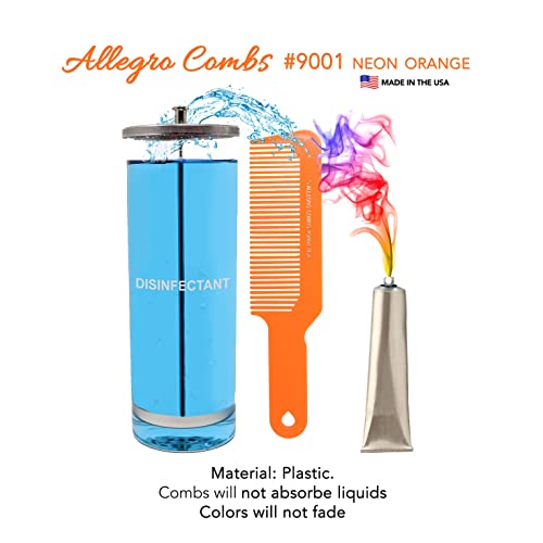 Allegro Combs 9001 Hair Combs Flat Top Clipper Blending Fading Combs Cutting Barber Flattop Thinning Hair Combs Hairstylist Flexible For Women Men Shampoo Usa 2 Pc. (Neon Orange) #TOP1