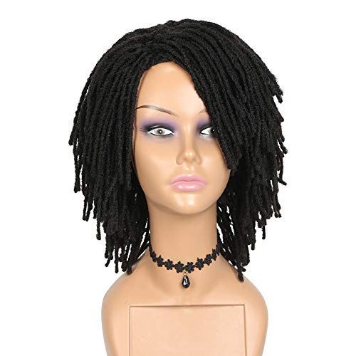 Hanne Short Dreadlock Wigs For Black Women And Men Afro Crochet Twist Braided Faux Locs Wig For African Americans Curly Braiding Full Wigs (Black Wig) #TOP2