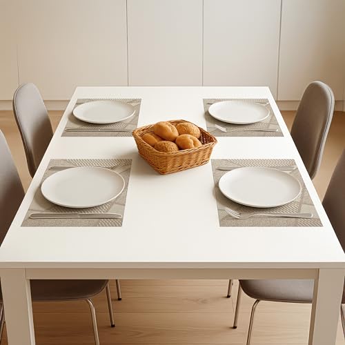 AGYO Set 6 Tovagliette Americane 30x45 cm in PVC Lavabili Antiscivolo Beige – Eleganti Tovagliette Colazione Pranzo Cena per Tavolo Cucina o Soggiorno – Mod. 2 - immagine 4