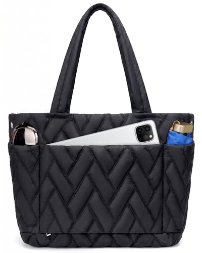 Bolso tote acolchado para mujer Peacocktion, ligero, para laptop, trabajo, escuela, profesora, enfermera, viaje y gimnasio miniatura 1