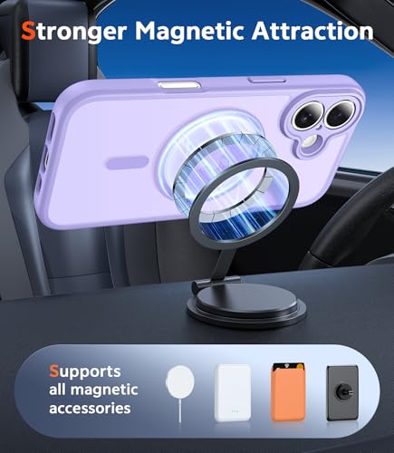 Image of FNTCASE for iPhone 16 Plus Case: Matte Magnetic Phone Cases with Screen Protector Compatible with Magsafe Slim Anti Yellowing Rugged Shockproof Protective Translucent Cell Phone Cover (C-Purple)