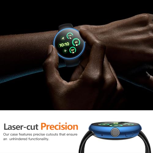 Image of Misxi 2-Pack Hard PC Screen Protector Case Compatible with Google Pixel Watch 3 (2024) 45mm, Easy Installation Lightweight Ultra-Thin Protective Cover for Pixel Watch 3, 1 Blue + 1 Black
