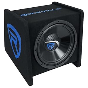 Rockville RV12P 12″ 600W Car Audio Subwoofer in Vented Sub Enclosure Box, 4 Ohm, High-Performance Bass, MDF Construction Perfect for Car Audio Systems