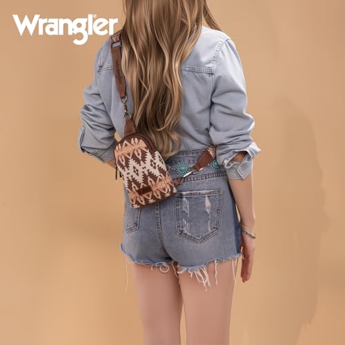 Wrangler Aztec Crossbody Sling Bags for Women Southwestern Print Purse with Detachable Strap2