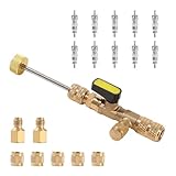 18 Pcs Valve Core Remover Installer Tool, Professional Dual Size 1/4' & 5/16' SAE Valve Core Remover, AC Valve Core Removal Tool for R410 R32 R22 R12 R407 R404 R600 HVAC System