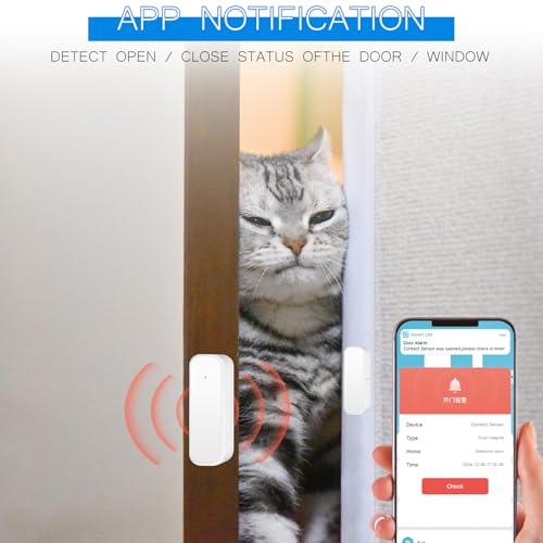 WiFi Türsensor, 2er Set drahtloser Türalarm Sensor, intelligente Tür-Offen-/Geschlossen-Detektoren, Smart Tuya Türsensor kostenlose drahtlose Fenstersensor-App-Benachrichtigung für Zuhause