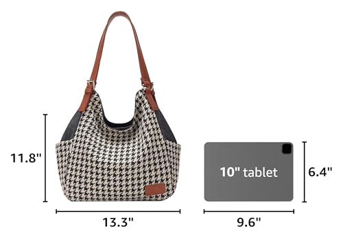 Image of Worldlyda Women Canvas Hobo Purse Multi Pocket Tote Shopper Shoulder Bag Casual Top Handle handbag with Embroidery Ethnic