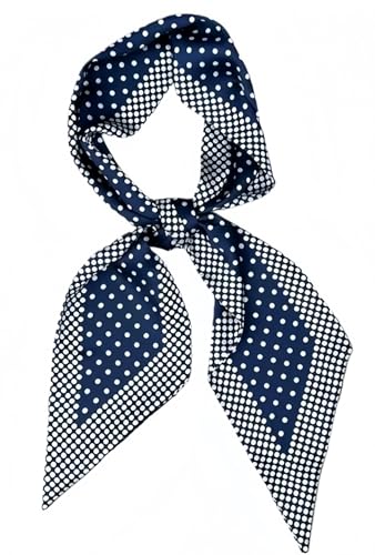 MINIDORA Satin Scarves for Women 59 5.9 inches Elegant Silk Feeling Scarf for Bag Headwrap Lightweight Neck Tie D-003 Navy Blue