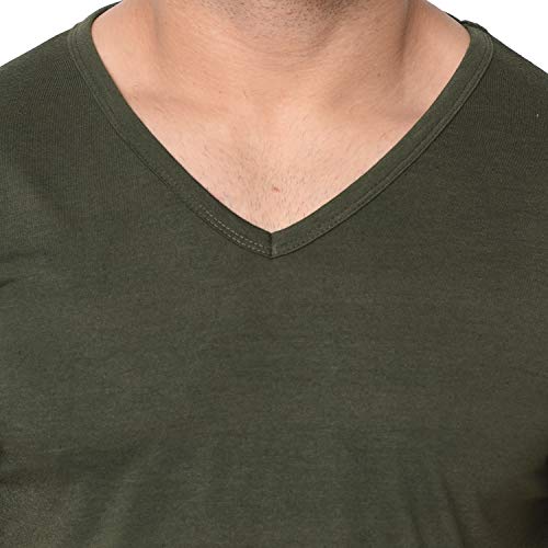 Image of Men's Cotton Blend Half Sleeve V Neck Tshirt