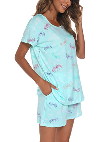 Enjoynight Women's Cute Sleepwear Print Tee And Shorts Pajama Set (Small, Flying) #TOP2