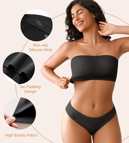 Image of DEANGELMON Strapless Bras for Women Non-Slip Silicone Bandeau Seamless Tube Top Bralette Comfy Non Padded Stretchy Stylish
