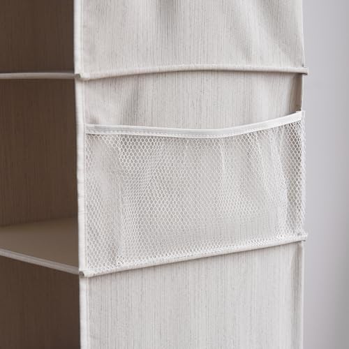 Hanging Closet Organizer, 2 Pack 3-Shelf Closet Storage Organizer, Detachable 6-Tier Closet Organizer System with Side Pockets, Heavy Duty Hanging Shelves for Clothes, Sweaters & Accessories, Clay - Image 4