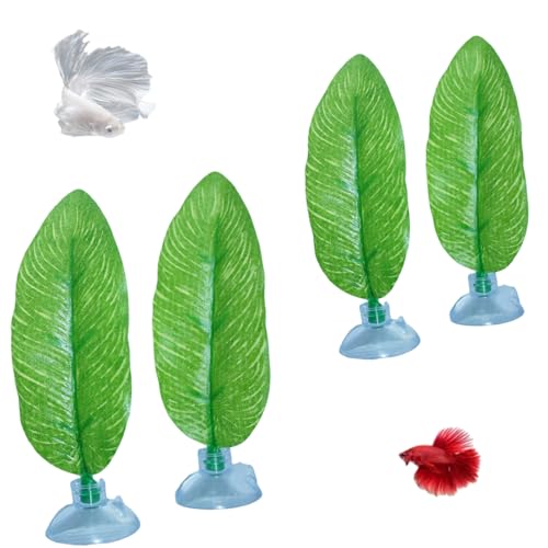 DODOAQUA 4PCS Aqua Betta Fish Leaf Soft Bed Simulating The Natural Habitat for Betta Spawning Grounds Breeding Resting Bed Betta Bed. (4 PCS)