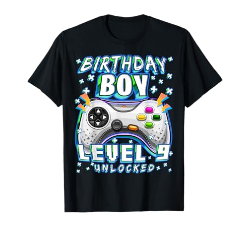 Product Image of the Level 9 Unlocked Video Game 9th Birthday Gamer Boys T-Shirt