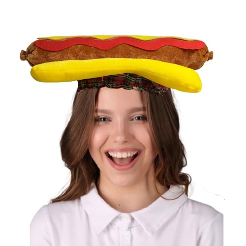 Hooin Chapeau Hot-Dog - Taille Adulte Accessoire de Tête Drôle et Original pour Déguisements, Fêtes d'Halloween, Cosplay & Festivals