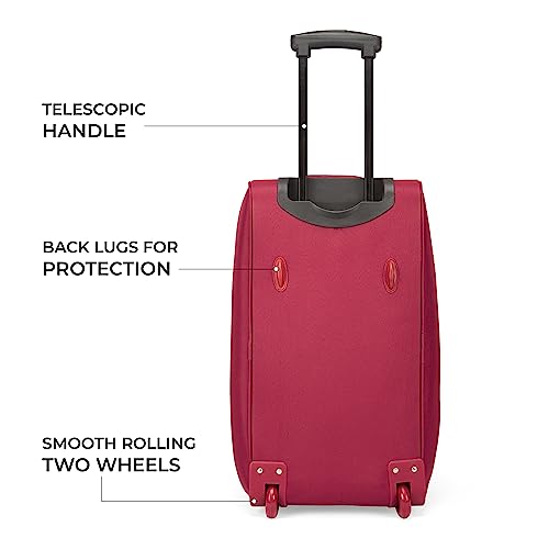 Image of Stony Brook by Nasher Miles Sunset Polyester Medium Size 62 cm Maroon Wheel Duffel Bag for Travel | Duffle Bag with Trolley