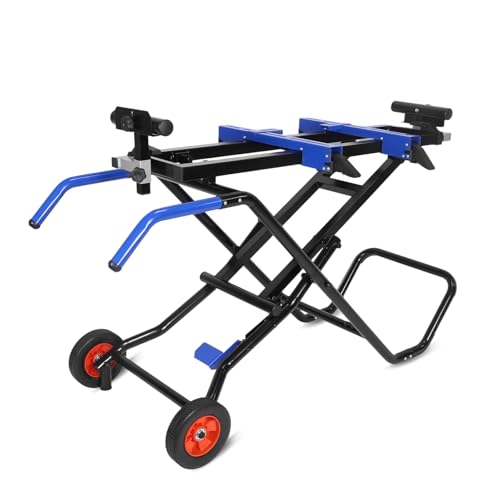 Portable Miter Saw Stand Heavy-Duty Steel Frame Collapsible Miter Saw Stand All-Terrain with Wheels Universal for Most Brands of Table