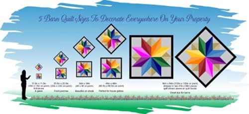 BQ033-03 BARN Quilt Block Outdoor Square | 6 Sizes | Outside Pattern | Wall Art | Yard Art | Barn Quilt Sign | Farm Quilt Design (46" x 46" 1 Sided) Shipped in 4-23" Pieces