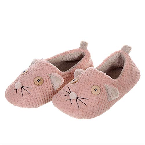 Laoling Cute Mouse Animal Prints Home Cómodo Interior Hogar Práctico Felpa Antideslizante Zapatillas Calientes Mujeres Pink 7 Cover