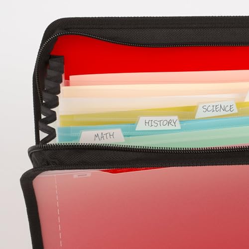 Five Star Arquivo expansível de 7 bolsos com aplicativo de estudo e fecho de zíper, vermelho fogo (3