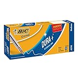 BIC Bolígrafo Cristal Punto Mediano 1.0 mm Cuerpo Hexagonal Tapa Ventilada para Evitar Asfixia 12 Piezas Color Azul
