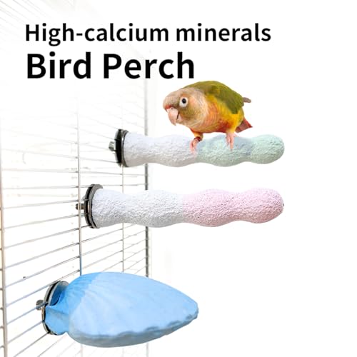 Image of Parrot Perch Bird Perches for Cage Parrot Beak Grinding Stone Rough Surface High Calcium Mineral Colorful Cement Perch Bird Cage Accessories (Purple, Coral)