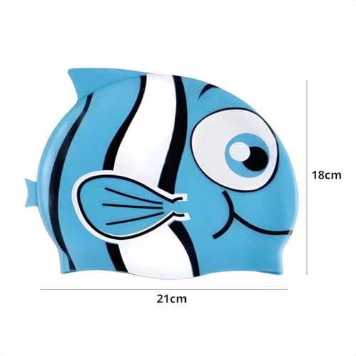 Kit Natação Infantil Peixe Menino E Menina Touca Toca Óculos Mergulho Silicone Com Protetor 5 Peças